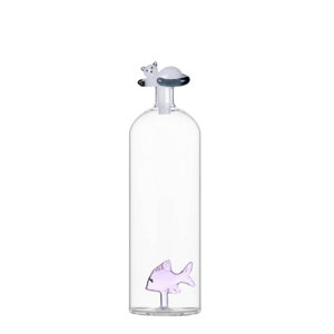 Sklenená fľaša s rybou a vrchnákom v tvare mačky — Ichendorf