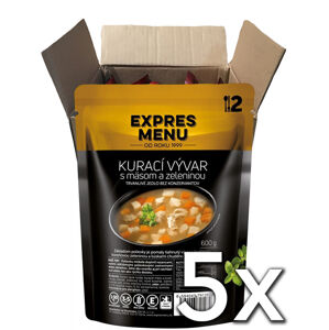 Expres menu Kurací vývar s mäsom a zeleninou 2 porcie 600g | 5ks v kartóne